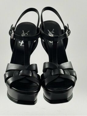 Saint Laurent Tribute 105 Sandals in black leather /size 38/EUC